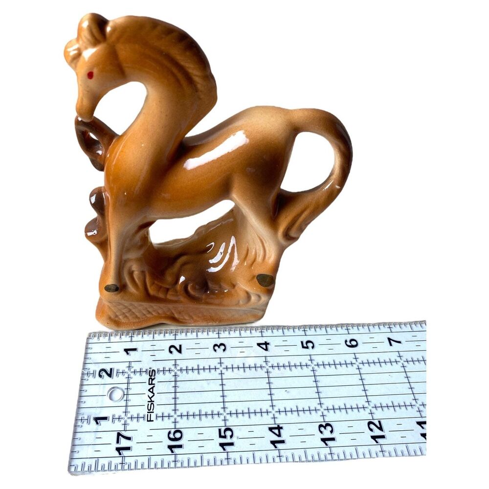 Vintage Ceramic Prancing Horse Figurine: Mid Century Modern Equestrian Decor - Picture 3 of 7